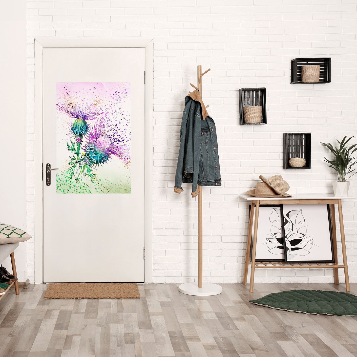 Poster verticale staccabile e attaccabile con la danza del cardo colorato