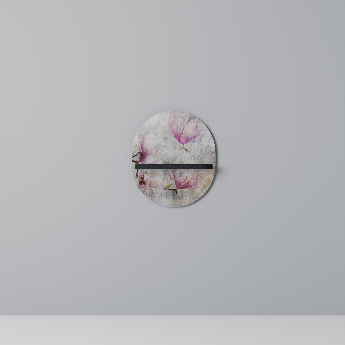 ASTONISHING MAGNOLIA Mensola Ovale Decorativa con Finitura Nera