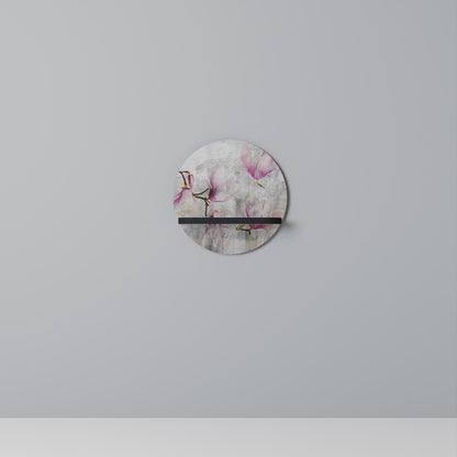 ASTONISHING MAGNOLIA Round Art Shelf In Black Finish