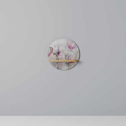 ASTONISHING MAGNOLIA Round Art Shelf In Oak Effect