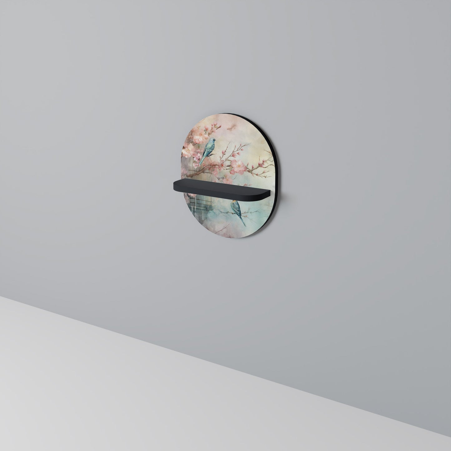 CHERRY BIRDSONG Mensola Ovale Decorativa con Finitura Nera