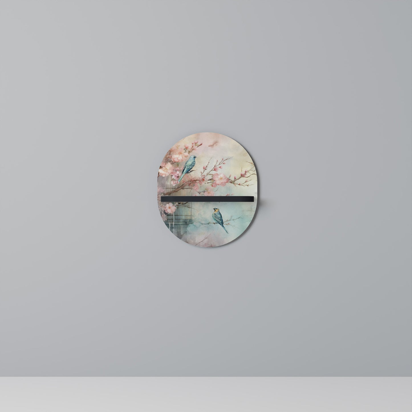 CHERRY BIRDSONG Mensola Ovale Decorativa con Finitura Nera