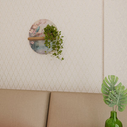 CHERRY BIRDSONG Mensola Ovale Decorativa in Effetto Rovere