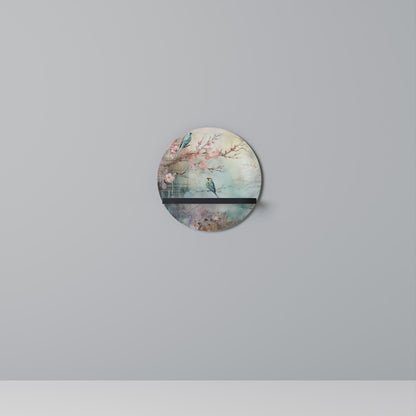 CHERRY BIRDSONG Round Art Shelf In Black Finish