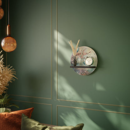 CHERRY BIRDSONG Round Art Shelf In Black Finish