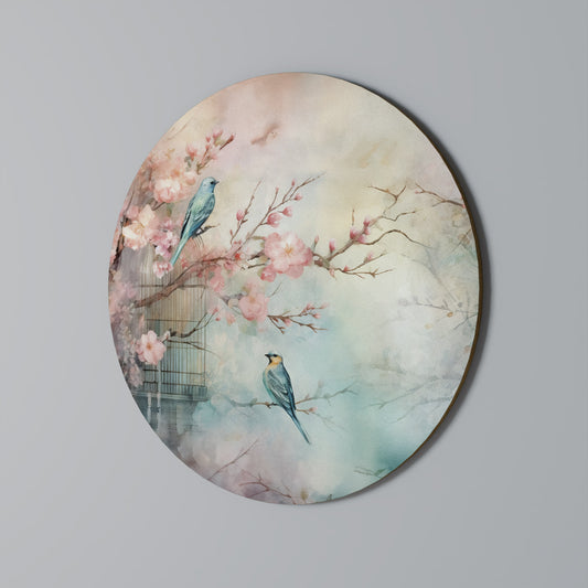 CHERRY BIRDSONG Round Wall Art