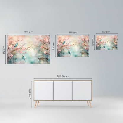 Poster orizzontale staccabile e attaccabile con il CANTO DEGLI UCCELLI DI CILIEGIO