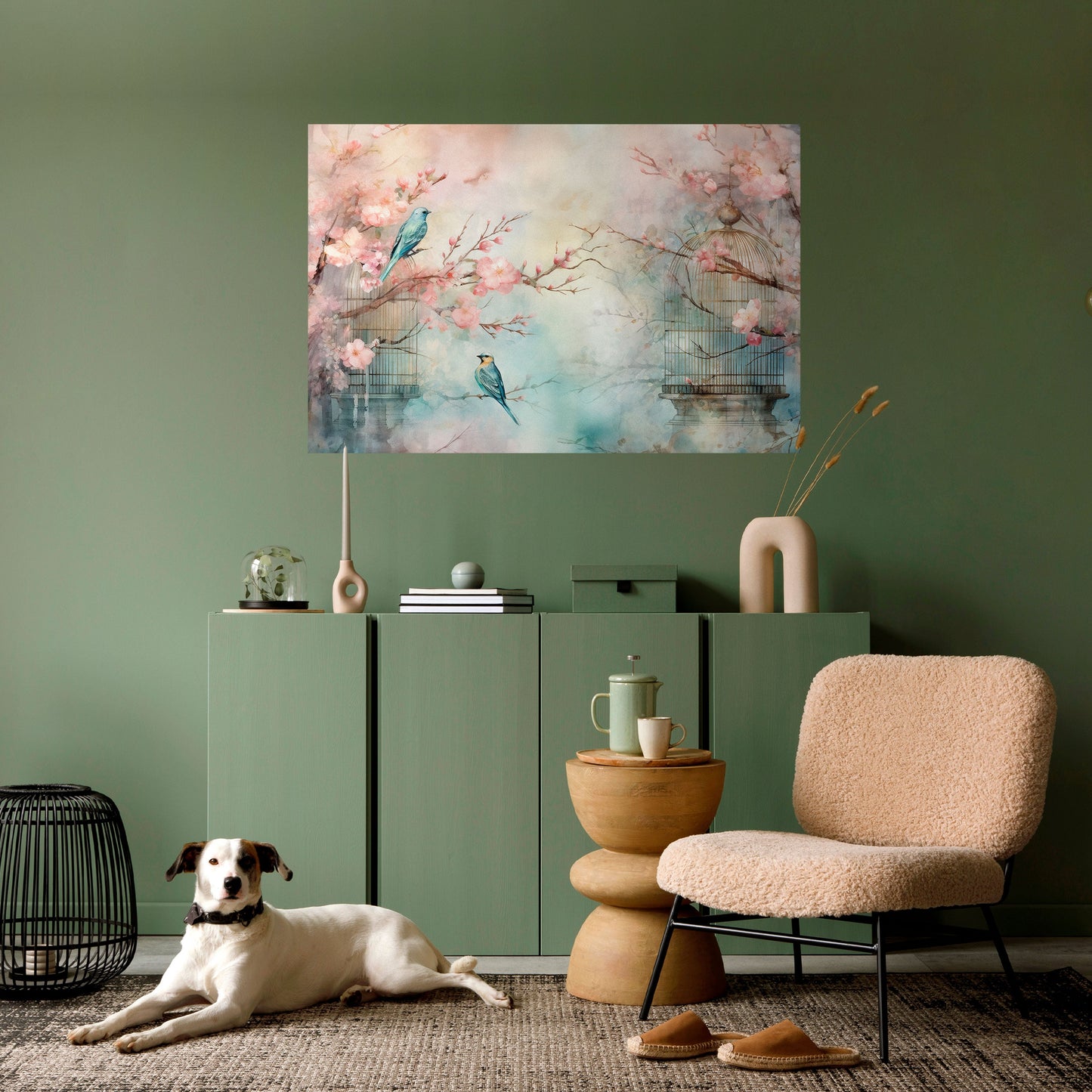 Poster orizzontale staccabile e attaccabile con il CANTO DEGLI UCCELLI DI CILIEGIO