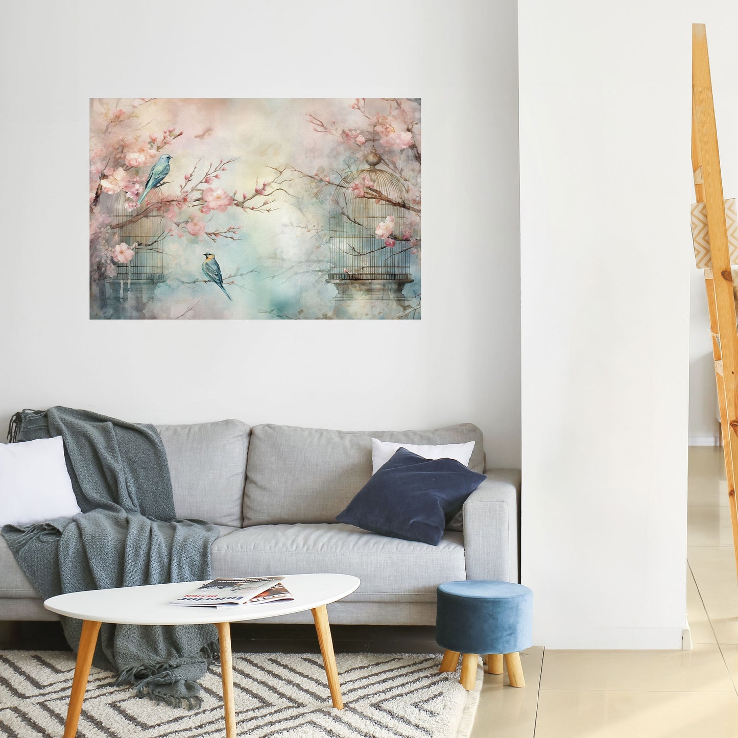 Poster orizzontale staccabile e attaccabile con il CANTO DEGLI UCCELLI DI CILIEGIO