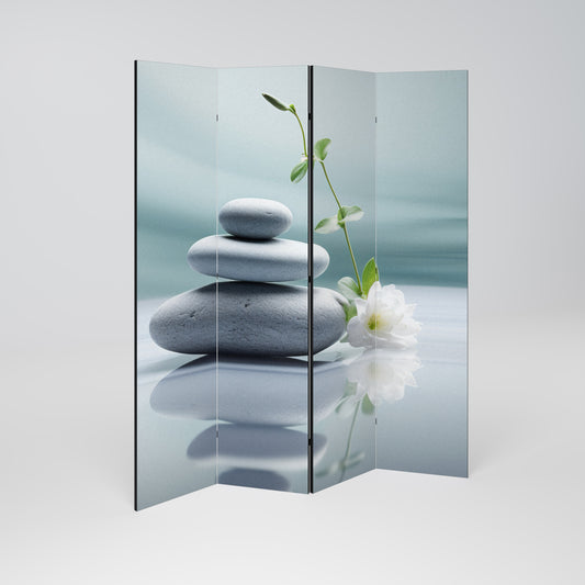 TRANQUIL STONE BALANCE Divisorio decorativo per ambienti a 4 pannelli