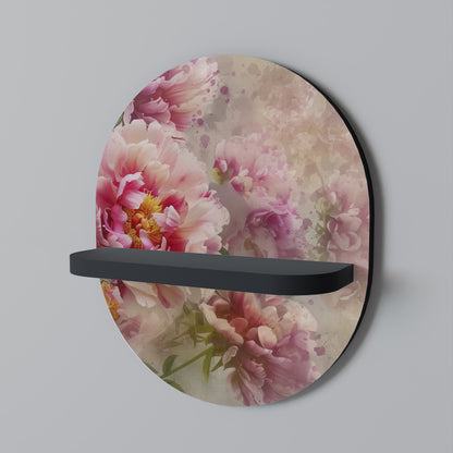 PEONY WHISPER Oval Art Shelf In Black Finish