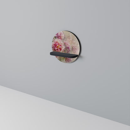 PEONY WHISPER Round Art Shelf In Black Finish