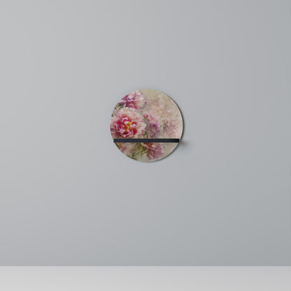 PEONY WHISPER Round Art Shelf In Black Finish