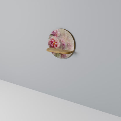 PEONY WHISPER Round Art Shelf In Oak Effect