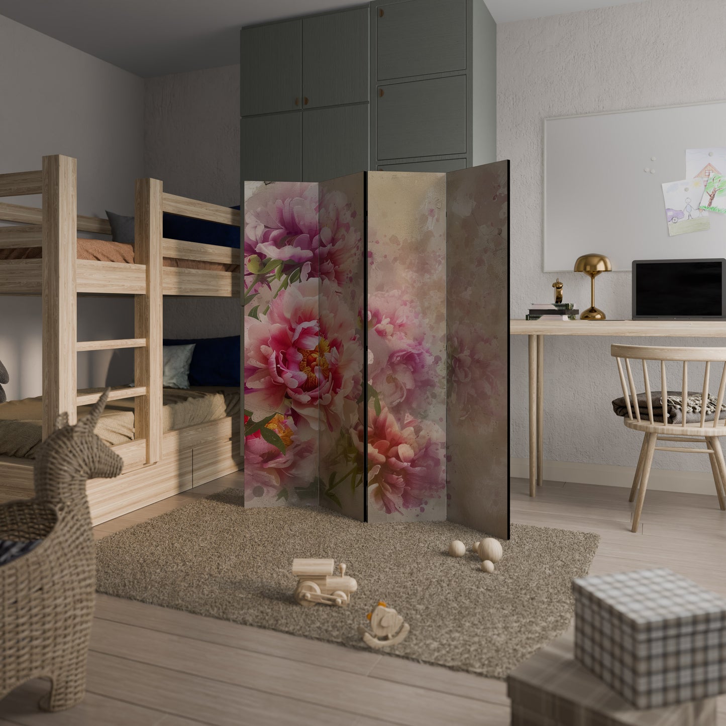 PEONY WHISPER Divisorio decorativo per ambienti a 4 pannelli
