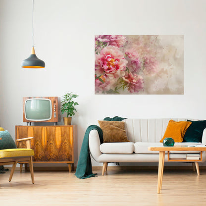 PEONY WHISPER Poster orizzontale staccabile e attaccabile