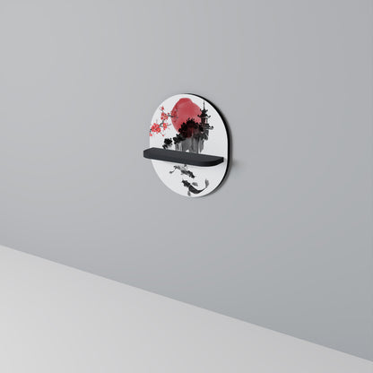 CHERRY SHADOWS Oval Art Shelf In Black Finish