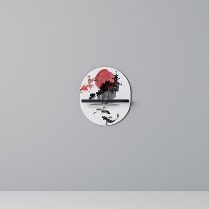 CHERRY SHADOWS Oval Art Shelf In Black Finish