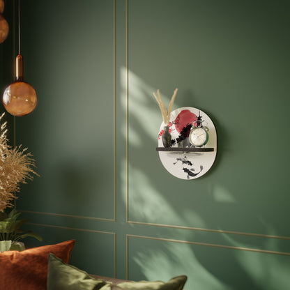 CHERRY SHADOWS Oval Art Shelf In Black Finish