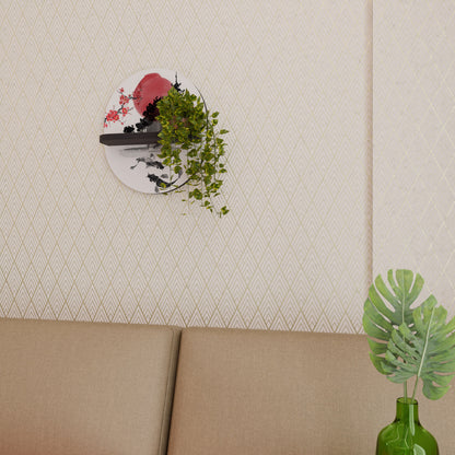 CHERRY SHADOWS Oval Art Shelf In Black Finish