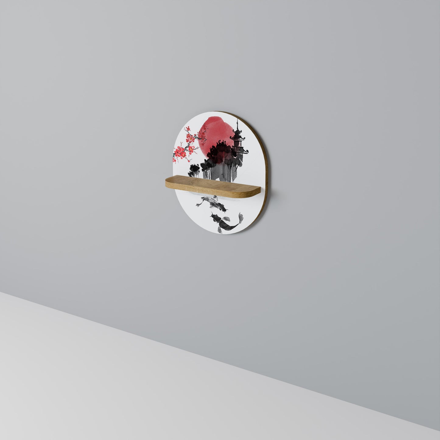 CHERRY SHADOWS Mensola Ovale Decorativa in Effetto Rovere