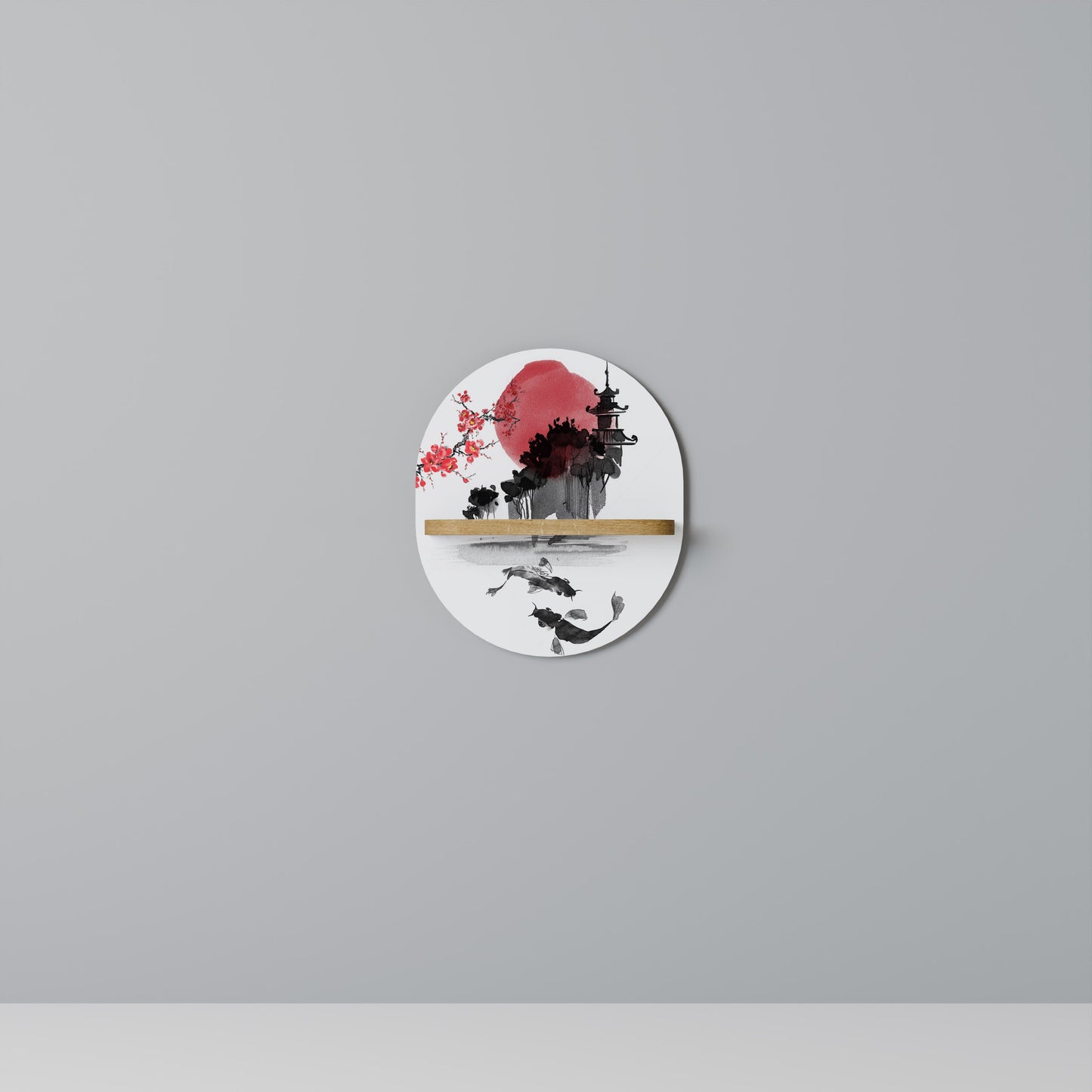 CHERRY SHADOWS Mensola Ovale Decorativa in Effetto Rovere