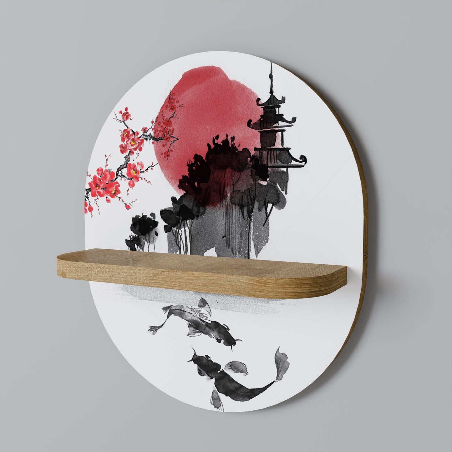 CHERRY SHADOWS Mensola Ovale Decorativa in Effetto Rovere