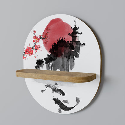 CHERRY SHADOWS Mensola Ovale Decorativa in Effetto Rovere