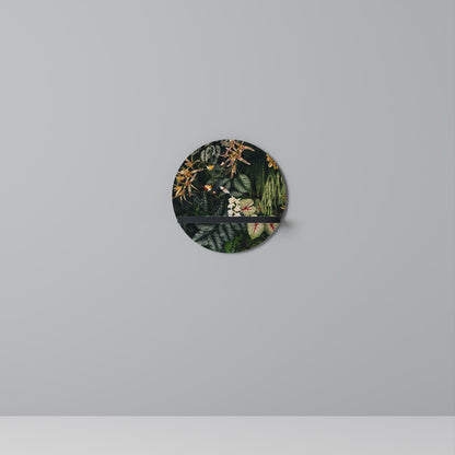 SILENT WILDERNESS Round Art Shelf In Black Finish
