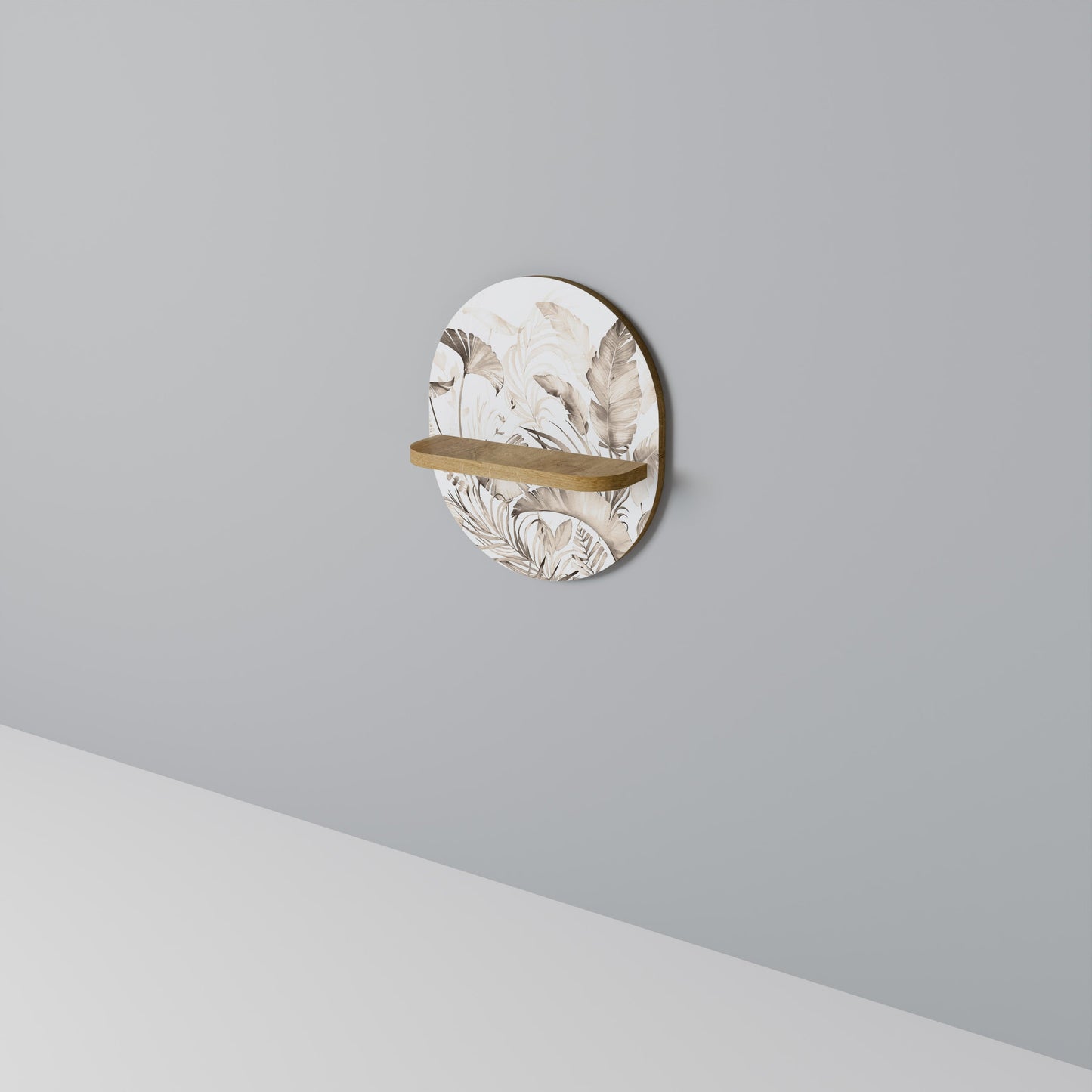 GRACEFUL DAYS Oval Art Shelf In Oak Effect