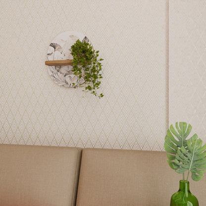 GRACEFUL DAYS Oval Art Shelf In Oak Effect