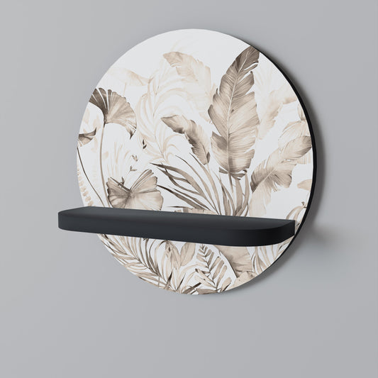 GRACEFUL DAYS Round Art Shelf In Black Finish