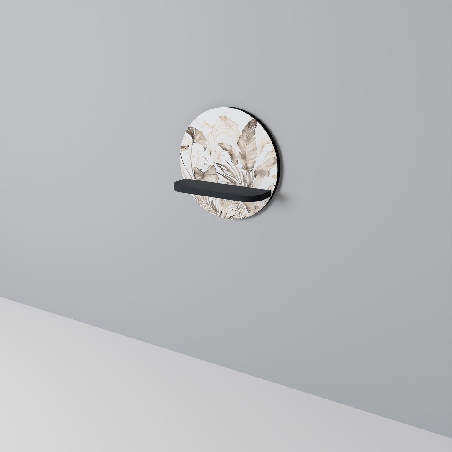 GRACEFUL DAYS Round Art Shelf In Black Finish