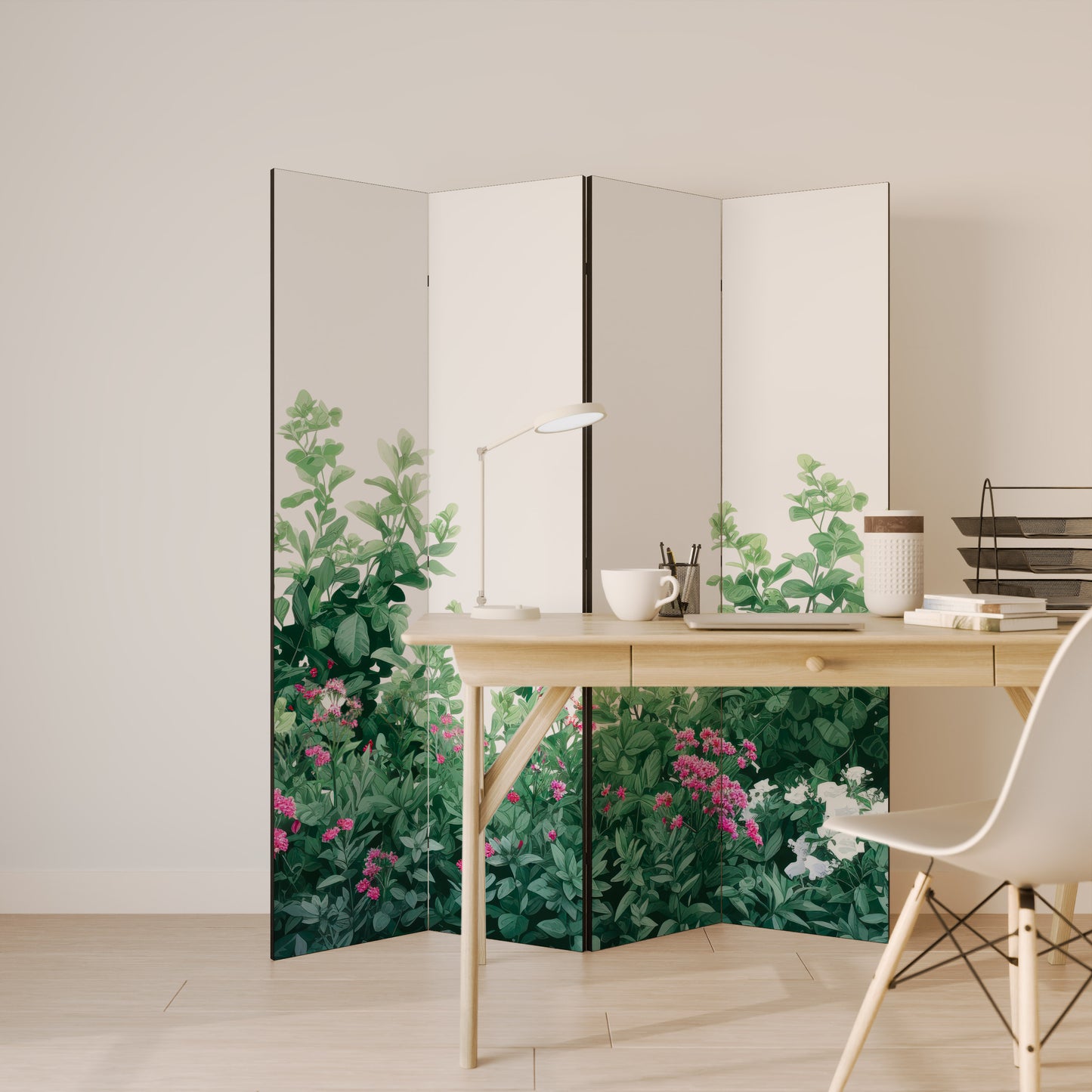 FLORAL SERENITY BARRIER Divisorio decorativo per ambienti a 4 pannelli