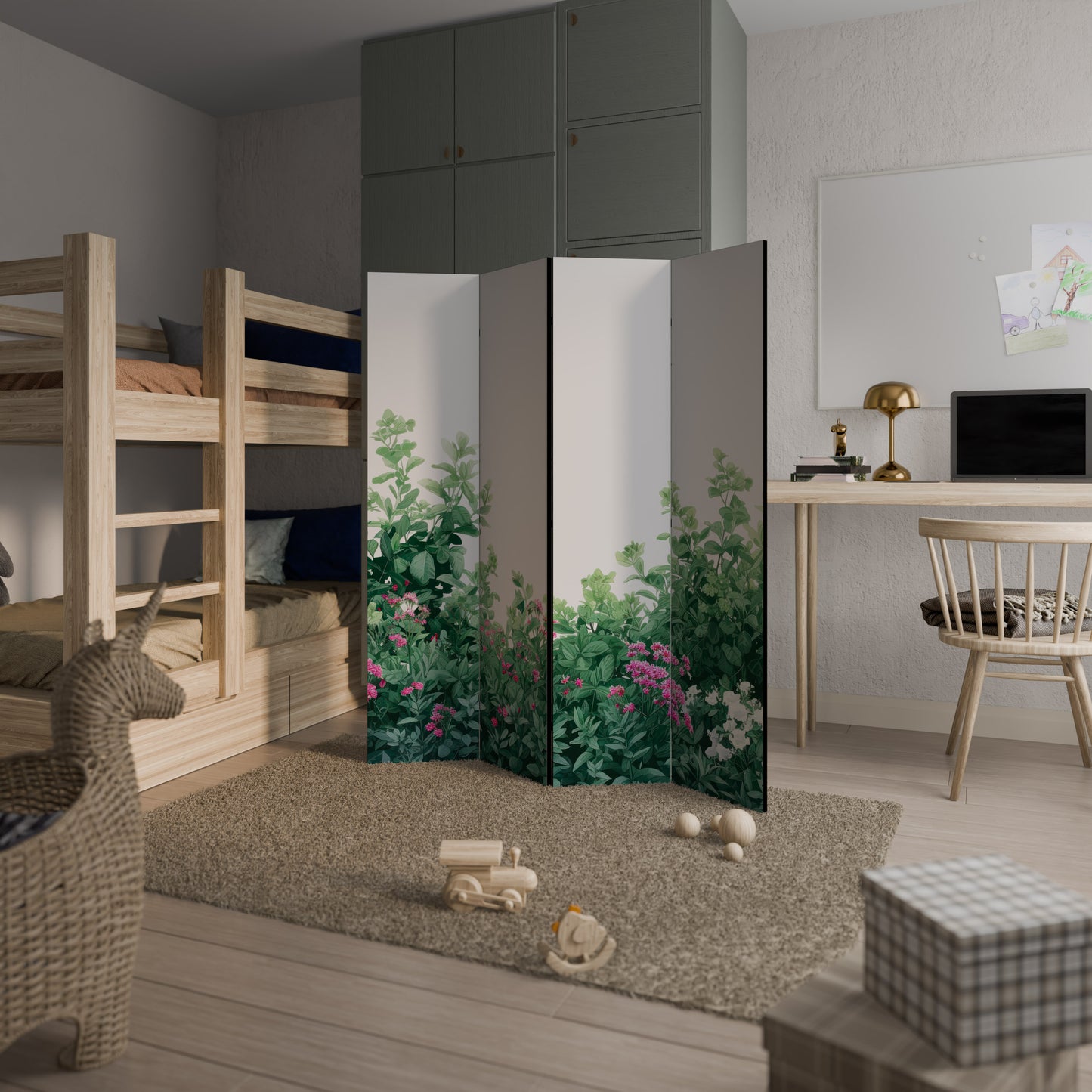 FLORAL SERENITY BARRIER Divisorio decorativo per ambienti a 4 pannelli