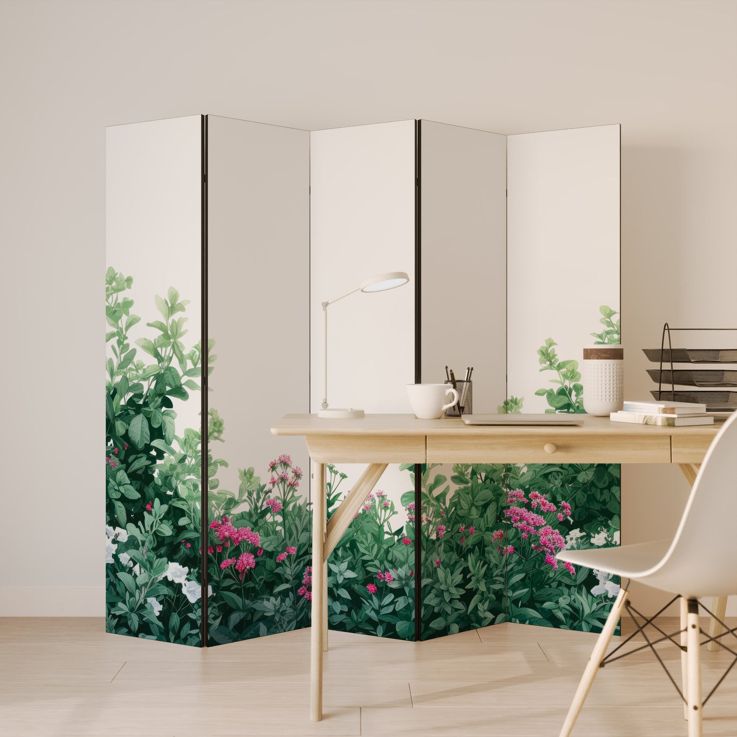 FLORAL SERENITY BARRIER Divisorio decorativo per ambienti a 5 pannelli