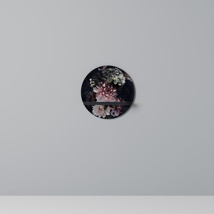PURE BLOSSOM Round Art Shelf In Black Finish
