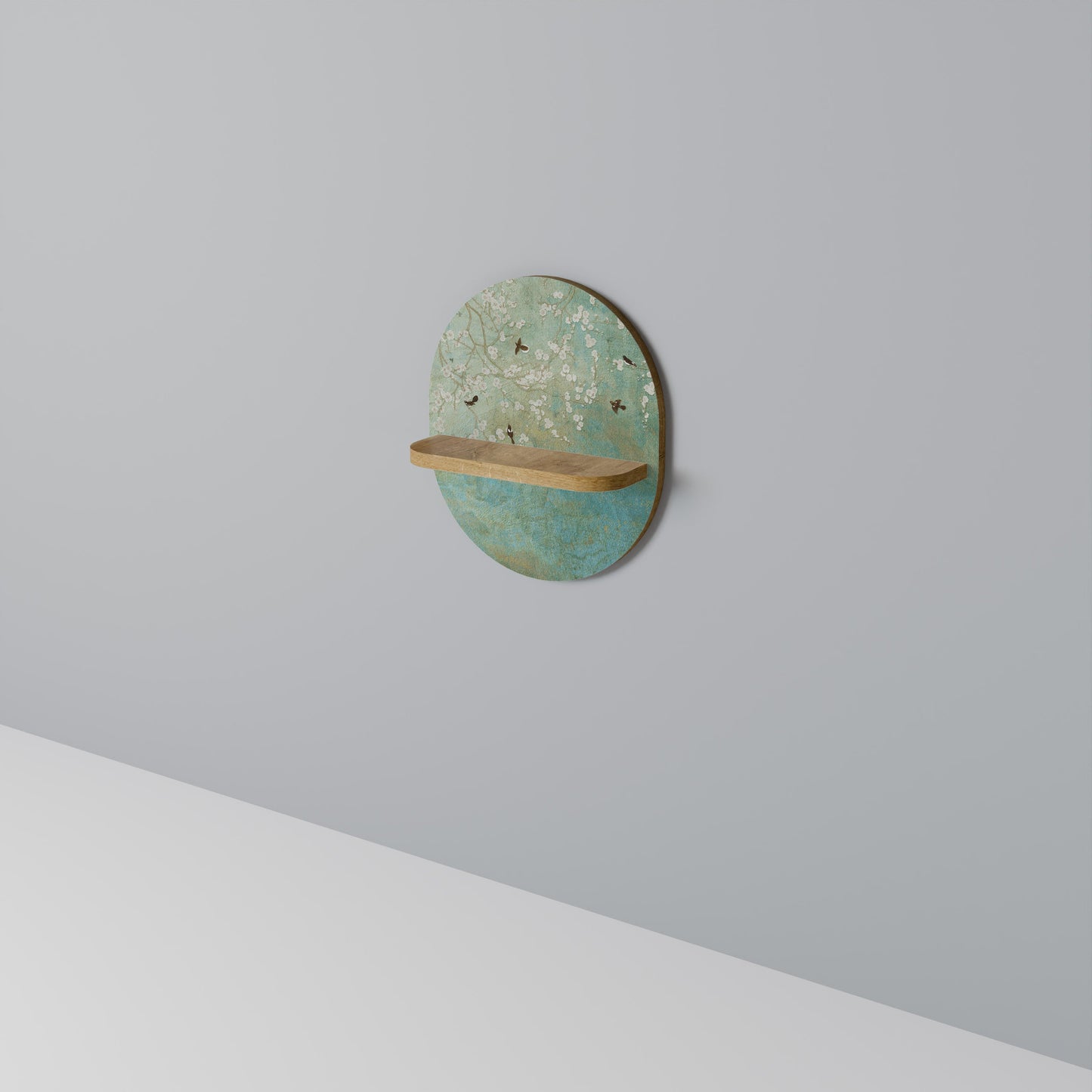 BLOOMING CHARM Mensola Ovale Decorativa in Effetto Rovere