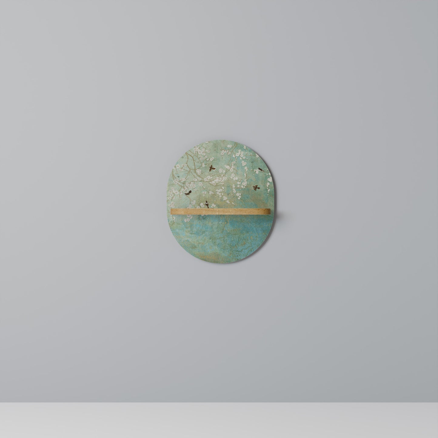 BLOOMING CHARM Mensola Ovale Decorativa in Effetto Rovere