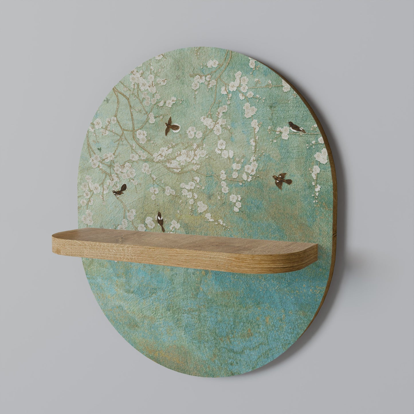 BLOOMING CHARM Mensola Ovale Decorativa in Effetto Rovere