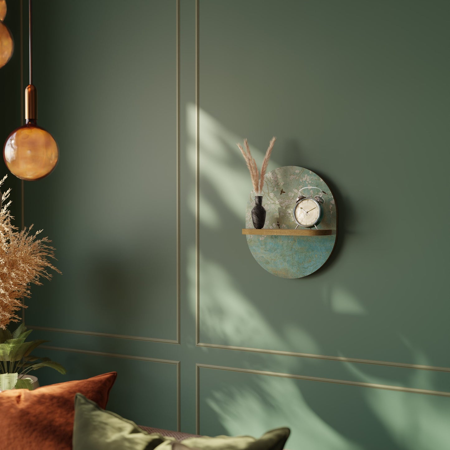 BLOOMING CHARM Mensola Ovale Decorativa in Effetto Rovere