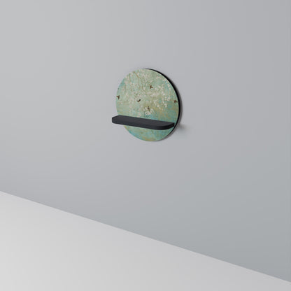 BLOOMING CHARM Round Art Shelf In Black Finish