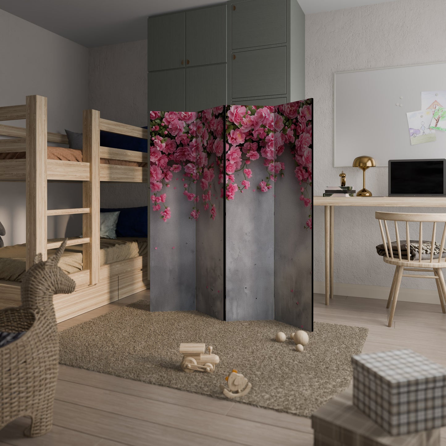 SERENE FLOWER FOLD Divisorio decorativo per ambienti a 4 pannelli