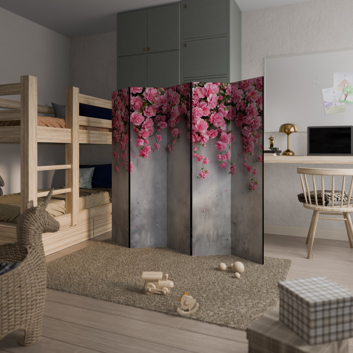 SERENE FLOWER FOLD Divisorio decorativo per ambienti a 5 pannelli