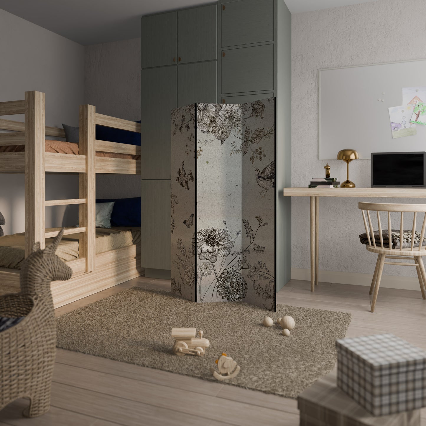 FLY ME TO THE SUN - Divisorio decorativo per ambienti a 3 pannelli