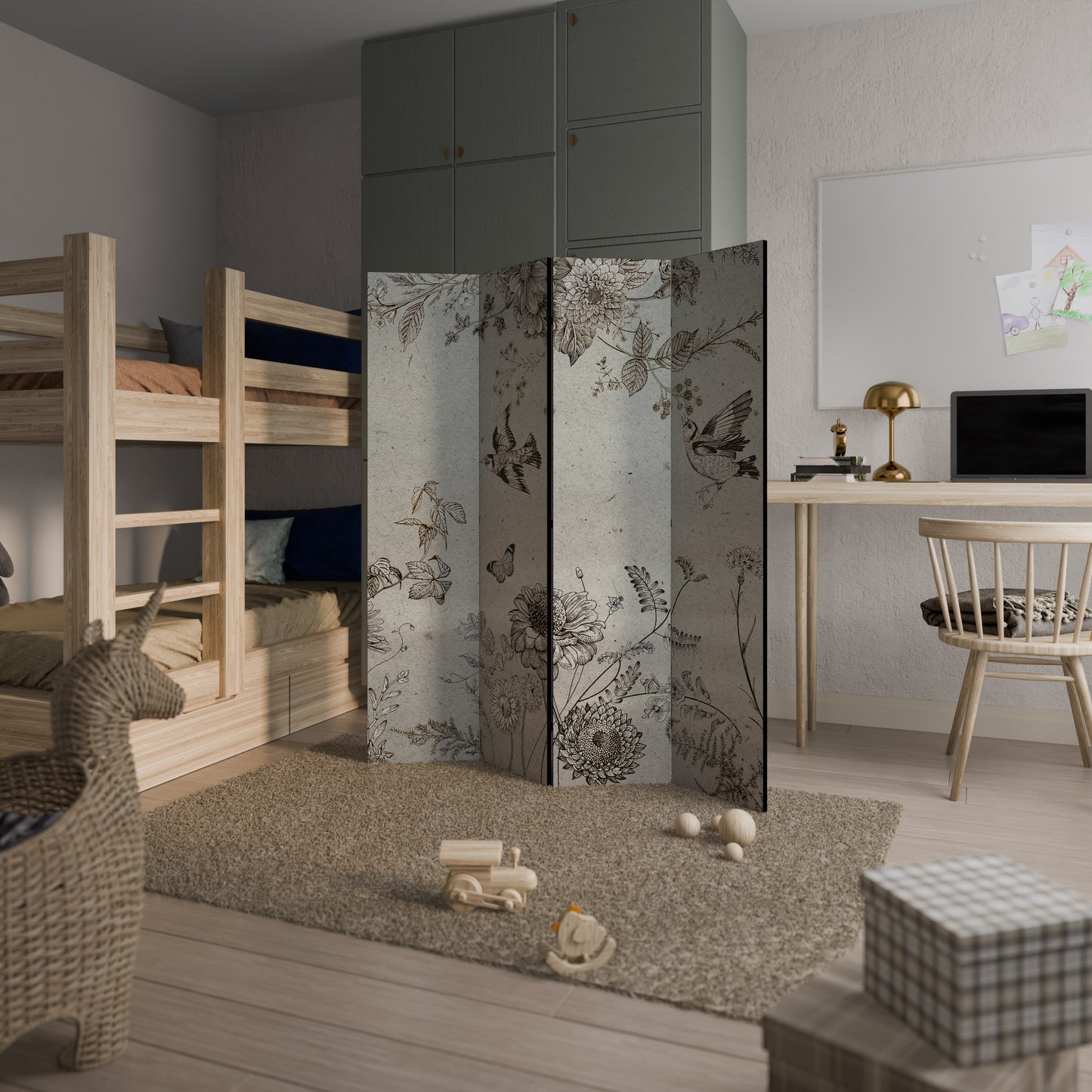 FLY ME TO THE SUN - Divisorio decorativo per ambienti a 4 pannelli