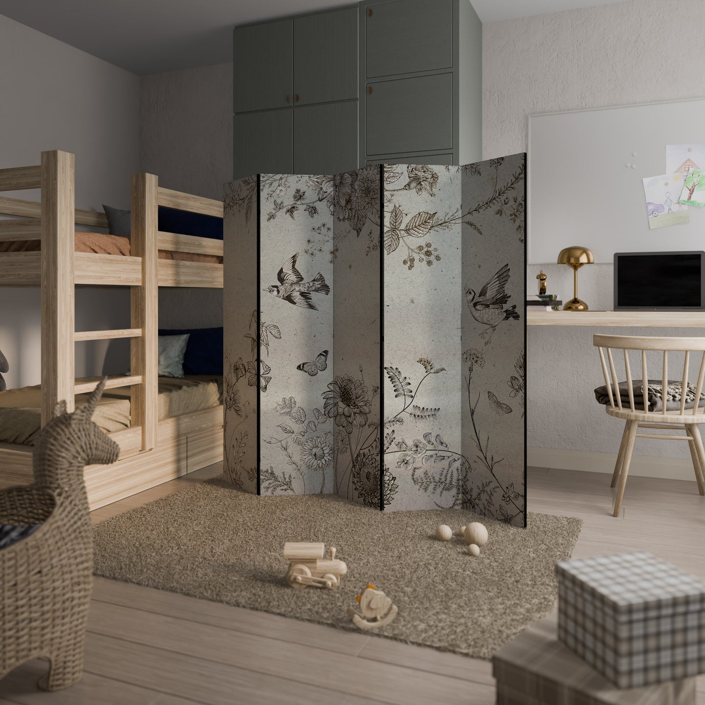 FLY ME TO THE SUN - Divisorio decorativo per ambienti a 5 pannelli