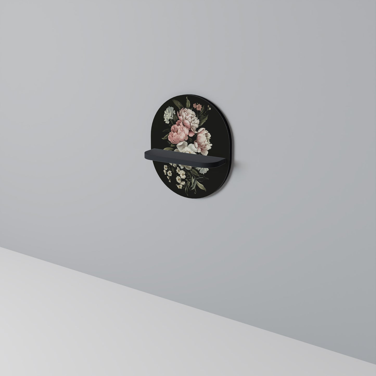 LUSH ELEGANCE Mensola Ovale Decorativa con Finitura Nera