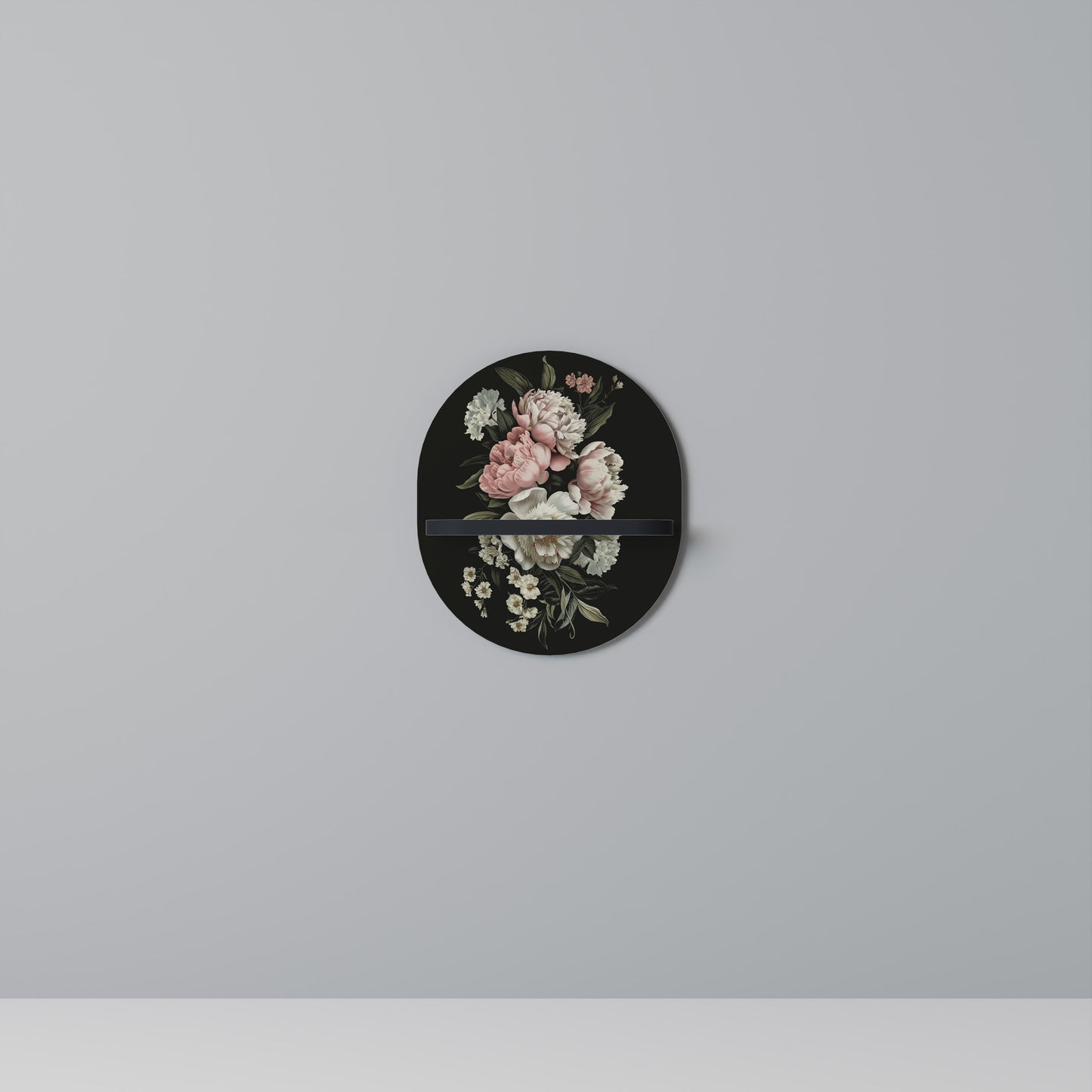 LUSH ELEGANCE Mensola Ovale Decorativa con Finitura Nera