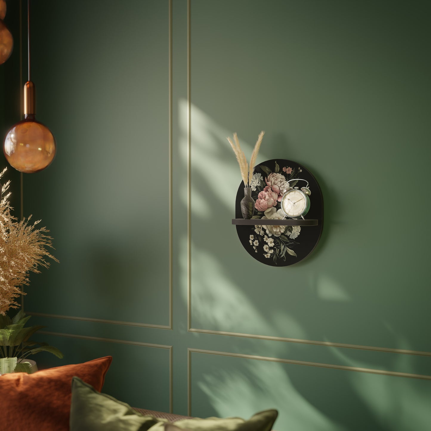 LUSH ELEGANCE Mensola Ovale Decorativa con Finitura Nera